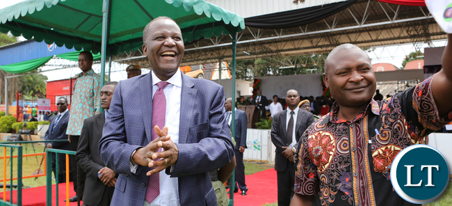 President Lungu with Felix Mutati and frank Bwalya at Woman day Parade