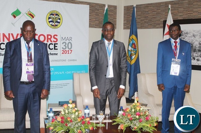 ENERGY Minister David Mabumba (l), African Development Bank (ADB) Amadou Hott and Zimbabwean Minister of Energy and Power Development Dr. Samuel Undenge during the the official opening of the Batoka Gorge Hydroelectric Power Investors Conference at David Livingstone Safari Lodge ENERGY Minister David Mabumba (l), African Development Bank (ADB) Amadou Hott and Zimbabwean Minister of Energy and Power Development Dr. Samuel Undenge during the the official opening of the Batoka Gorge Hydroelectric Power Investors Conference at David Livingstone Safari Lodge