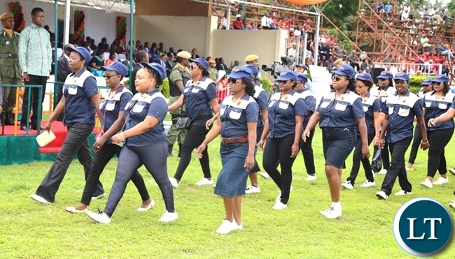 President Edgar Lungu chatting with first lady Esther Lungu during this year's international women's day celebrations in the show grounds in Lusaka. Picture by SUNDAY BWALYA/ ZANIS