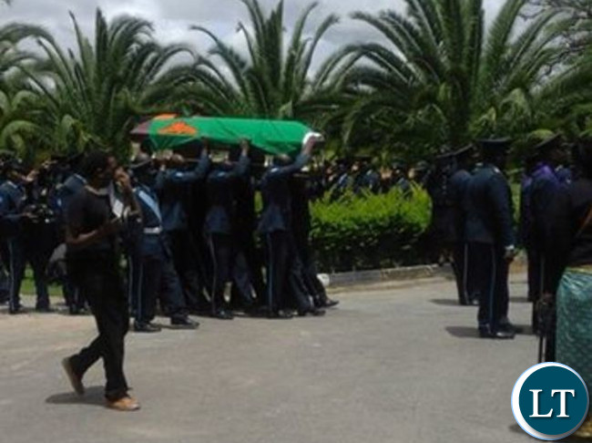 ZAF officers carrying the casket of their deceased colleague Flight Sergeant Nchimunya Choongwa