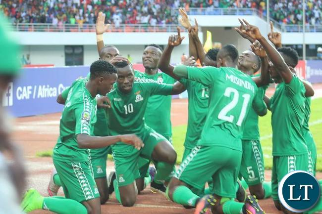 Zambian Players celebrating after scoring