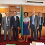 nformation & Broadcasting Services Minister Kampamba Mulenga, (Centre) with European Union Delegation after the later paid courtesy call at her office recently. (Photo by LUU MACHILA – MIBS PR UNIT)