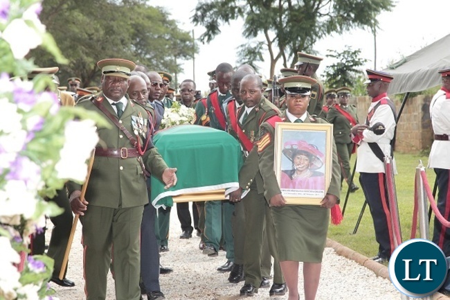 Pall bearers carrying the casket of late Regina Chifunda Chiluba at Anglican at Holy Cross in Lusaka