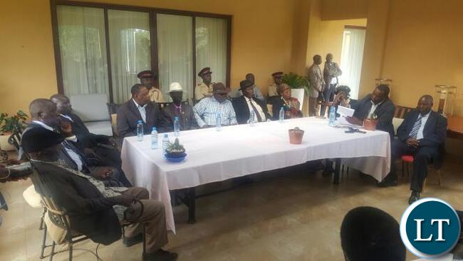 Chiefs addressing a news conference at HH's residence