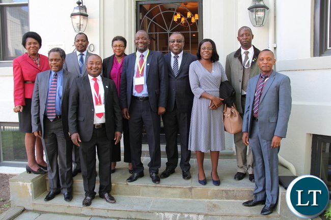 Minister of Water Development, Sanitation, and Environmental Protection Hon. Lloyd Kaziya with Zambian Embassy Staff in Washington