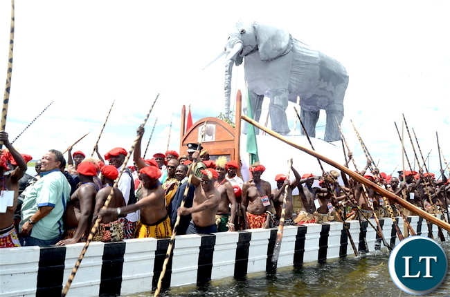 President Lungu during the Kuomboka traditional Ceremony in Mongu on Saturday,April 8,2017-Pictures by THOMAS NSAMA President Lungu during the Kuomboka traditional Ceremony in Mongu on Saturday,April 8,2017-Pictures by THOMAS NSAMA