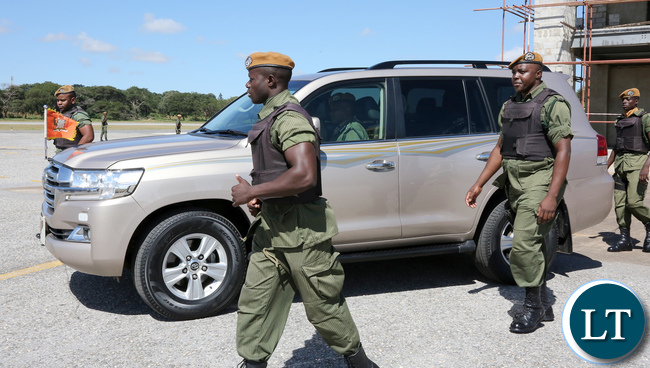 President Lungu arrive at ZAF City airport