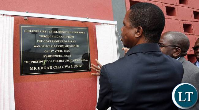 President Lungu unveils a plaque to officially open the Chilenje Level 1 Hospital