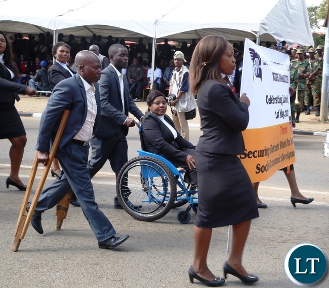 Zambia Agency for Disability join in celebrating 2017 Labour Day Celebration at Freedom Statue yesterday 01-05-2017. Picture by ROYD SIBAJENE/ZANIS Zambia Agency for Disability join in celebrating 2017 Labour Day Celebration at Freedom Statue yesterday 01-05-2017. Picture by ROYD SIBAJENE/ZANIS