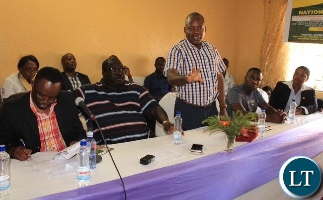 Member of the Parliamentary Committee on Health, Community Development and Social Services and Lukulu Member of Parliament, Dr. Christopher Kalila, dispells myths that family planning causes cancer during a public hearing by the committee in Masaiti District