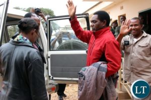 UPND President Hakainde Hichilema leaving the court