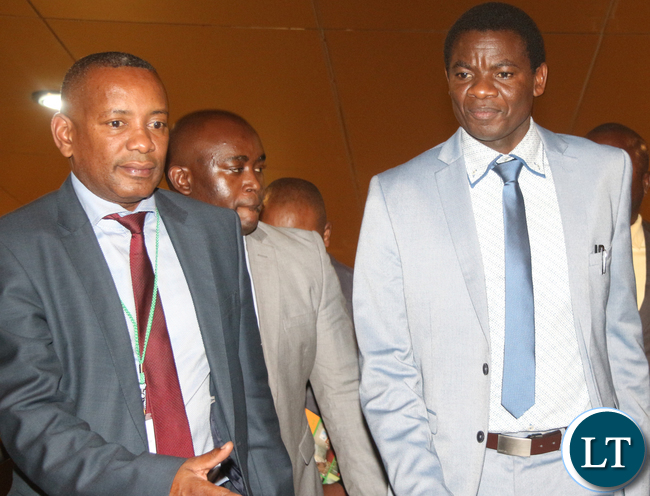 Energy Minister David Mabumba with ZESCO Managing Director Victor Mundende during ZESCO "New Strategic Road Map" launch at Lusaka Radisson Blu Hotel on Thursday, 11th May 2017. Energy Minister David Mabumba with ZESCO Managing Director Victor Mundende during ZESCO "New Strategic Road Map" launch at Lusaka Radisson Blu Hotel on Thursday, 11th May 2017.
