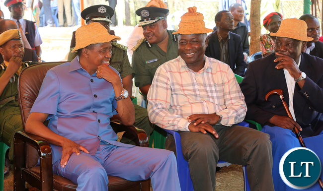 President Edgar Lungu at senior Chief Mukumbi in Kalumbila Distric