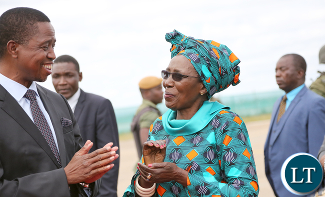 resident Lungu Chats with Vice President Inonge Wina at KK international airport 5