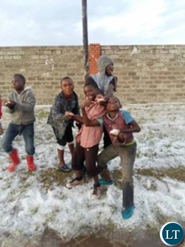 Snow time in Lusaka as children get to play