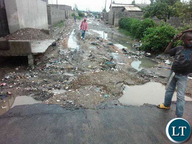 Some of the damaged sections of the roads in Matero during the rainy season