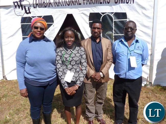 Stephanie (second from Left) with the Minister of Agriculture, Hon Dora Siliya MP (L)