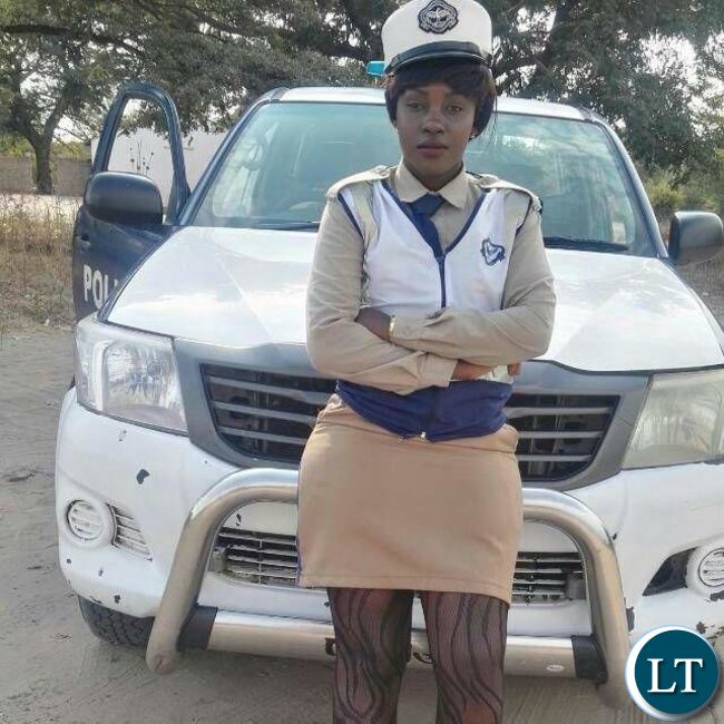 Female Zambia Police Officer on duty in Sesheke