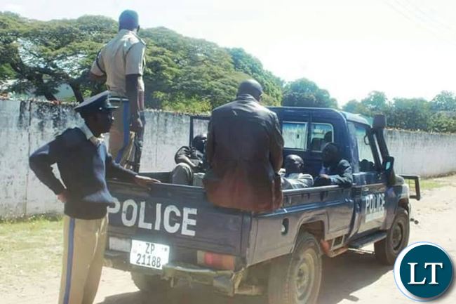 The police Vehicle carrying UPND Executive Committee Members and some journalists in Mongu