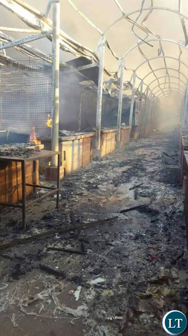 What aftermath of the fire at Lusaka City market