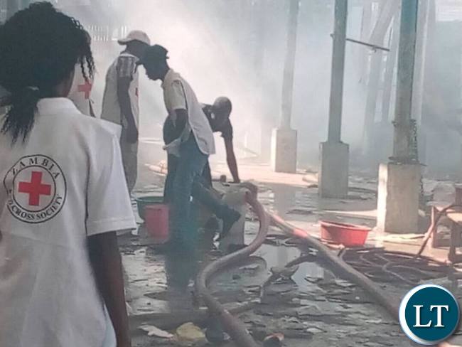 What aftermath of the fire at Lusaka City market
