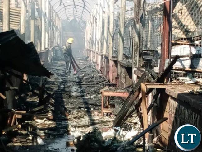 What aftermath of the fire at Lusaka City market