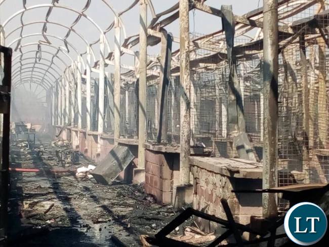 What aftermath of the fire at Lusaka City market
