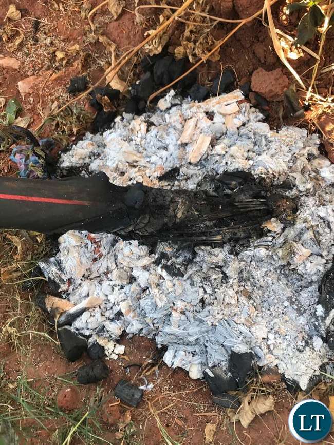 Base of one of the power lines which was damaged in Ndola
