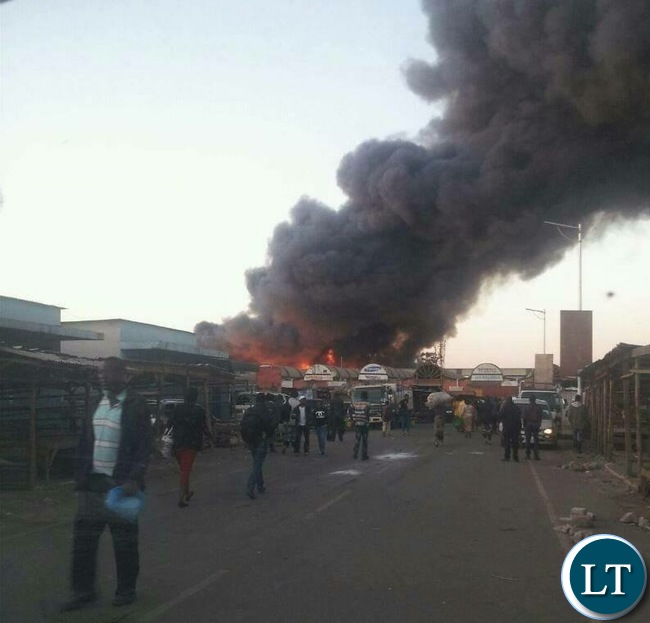 Lusaka's City Market on Fire