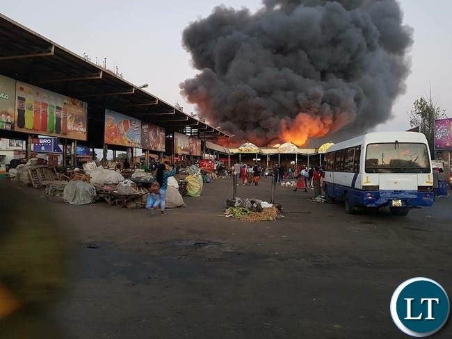 Lusaka's City Market on Fire