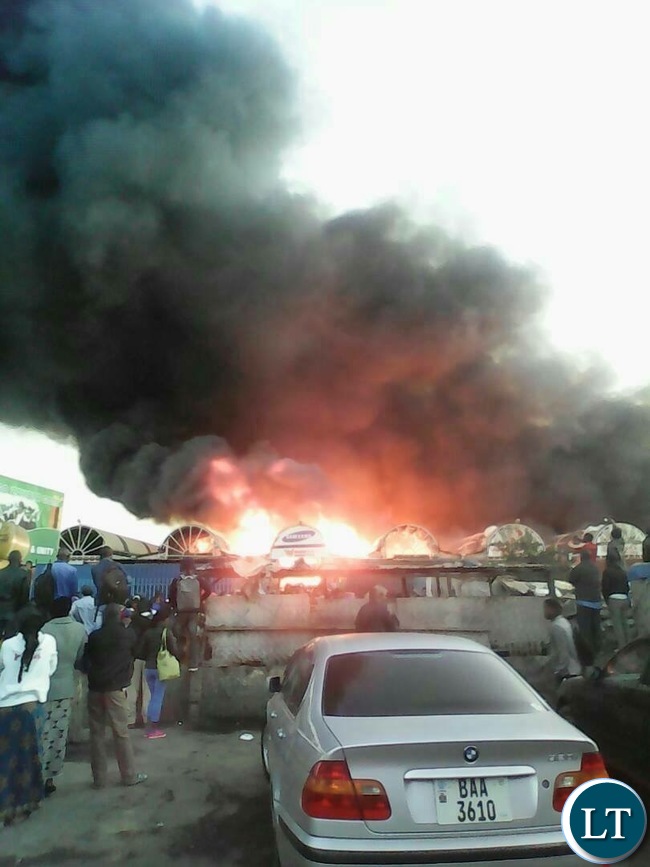 Lusaka's City Market on Fire