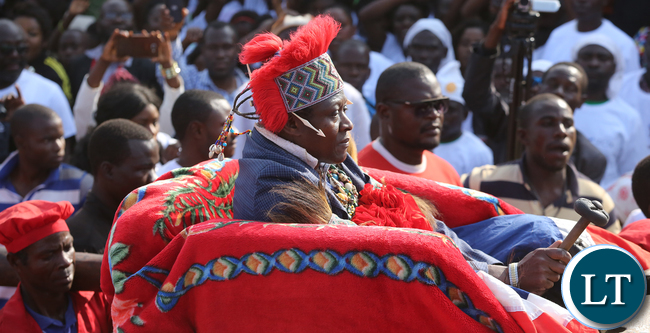 Mwata kazembe paul mpemba kanyembo being taken around the main arena during the umutomboko ceremony in mwansabombwe Mwata kazembe paul mpemba kanyembo being taken around the main arena during the umutomboko ceremony in mwansabombwe