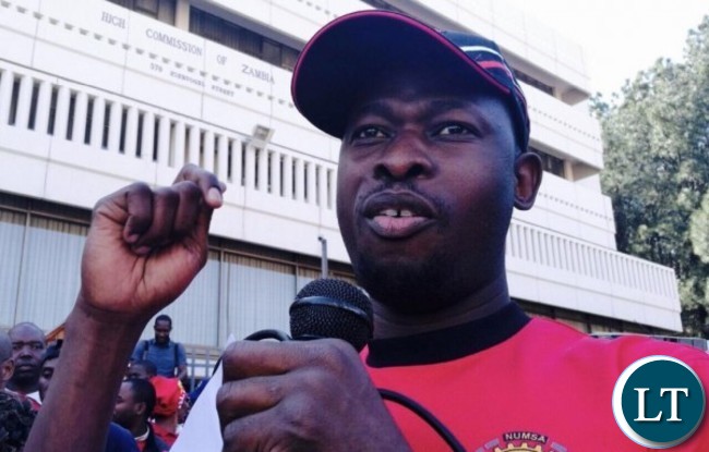 Numsa president Andrew Chirwa reads out a memorandum of demands during a picket at the Zambian High Commission in Pretoria on Tuesday