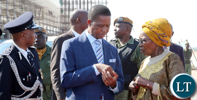 President Edgar Lungu talks Vice President Mrs Inonge Wina at KKinternational airport before he left for Addis Ababa in Ethiopia AU Summit 9434