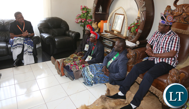 President Lungu meeting with Mwata Kazembe at his palace