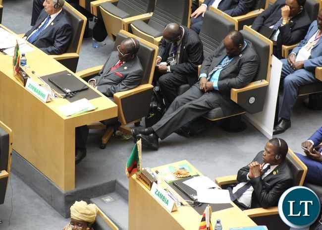Robert Mugabe following the proceedings at AU