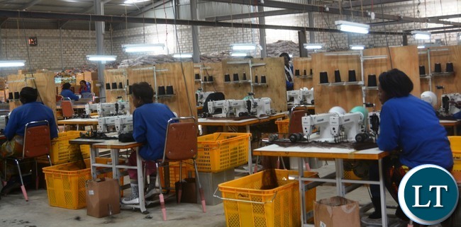 Eve’s Hair production workers in the factory in Lusaka yesterday, Picture by Josephine Nsululu/Zanis.