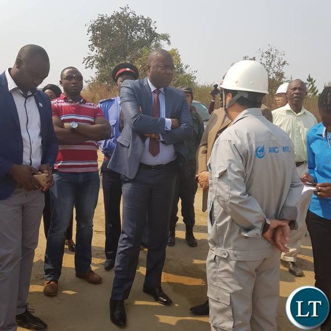 Copperbelt Minister Lusambo touring the construction site of the new Ndola International Airport