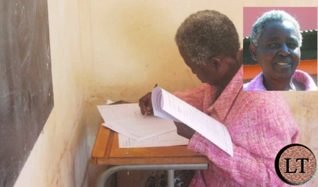 MRS Mulomba Mutakwa sitting for her History examination paper.