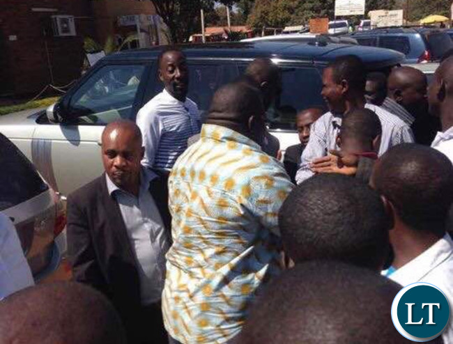 Mr Kambwili and his delegation interacts with people around Monze town centre