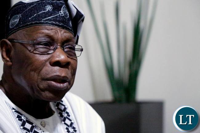 Obasanjo addressing a media briefing at State House