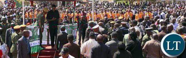 President Edgar Lungu arrive at Kasama airport