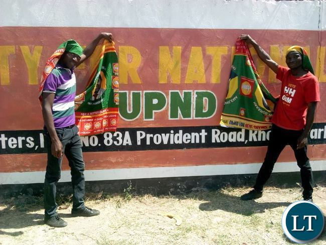 UPND cadres at the party's secretariat