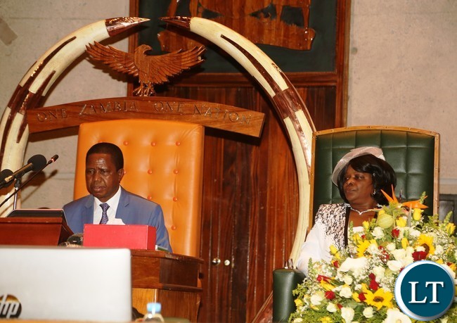 President Edgar Lungu and first lady Esther Lungu during the official opening second session of twelfth Assembly at parliamen