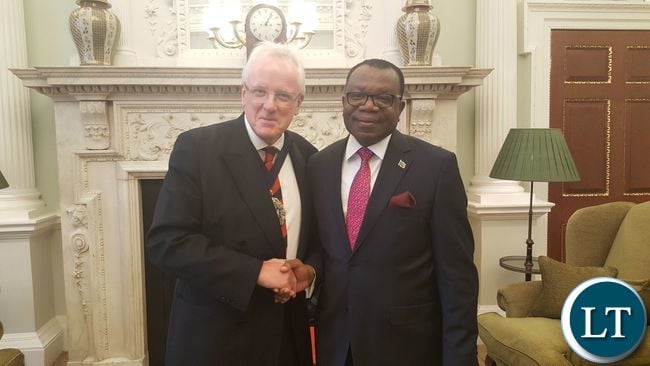 His Excellency Mr. Muyeba Chikonde with the Lord Mayor of the City of London, Alderman Dr. Andrew Parmley