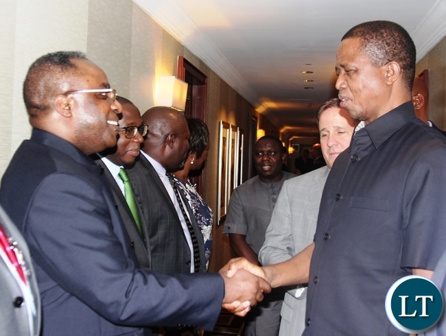 President Lungu speaking to mr. Joe Chilaizya, out-going head of mission in Washington DC