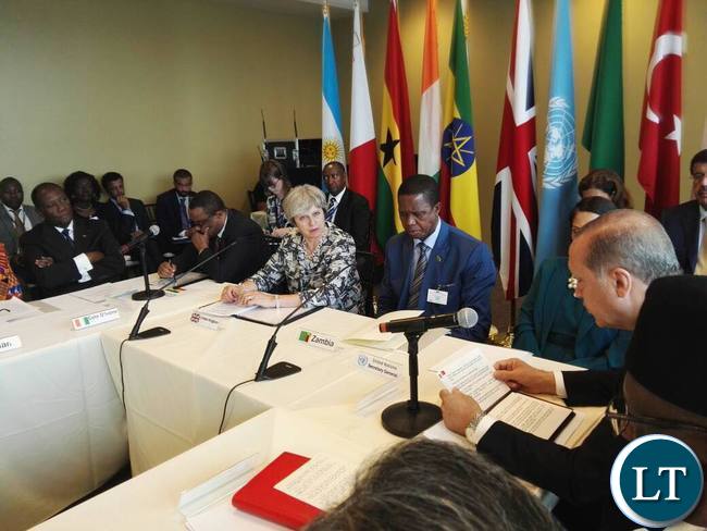 President Edgar Lungu chairing a meeting on Human Trafficking and forced Labour with the British Prime Minister Theresa May