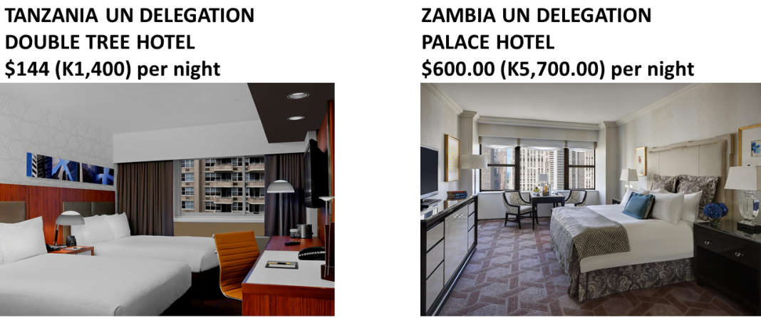 Zambian delegation to the United nations spending Vs Tanzanian delegation