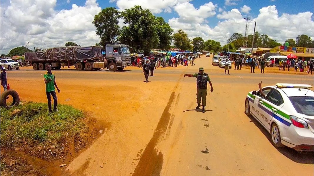 Tourist Expedition vehicle on the streets of Zambia