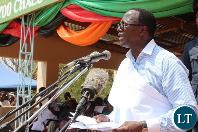 EASTERN Province Permanent Secretary, Chanda Kasolo, speaking when he officiated at this year’s Tuwimba traditional ceremony of the Nsenga people of Nyimba district on Saturday. PICTURE BY STEPHEN MUKOBEKO/ZANIS